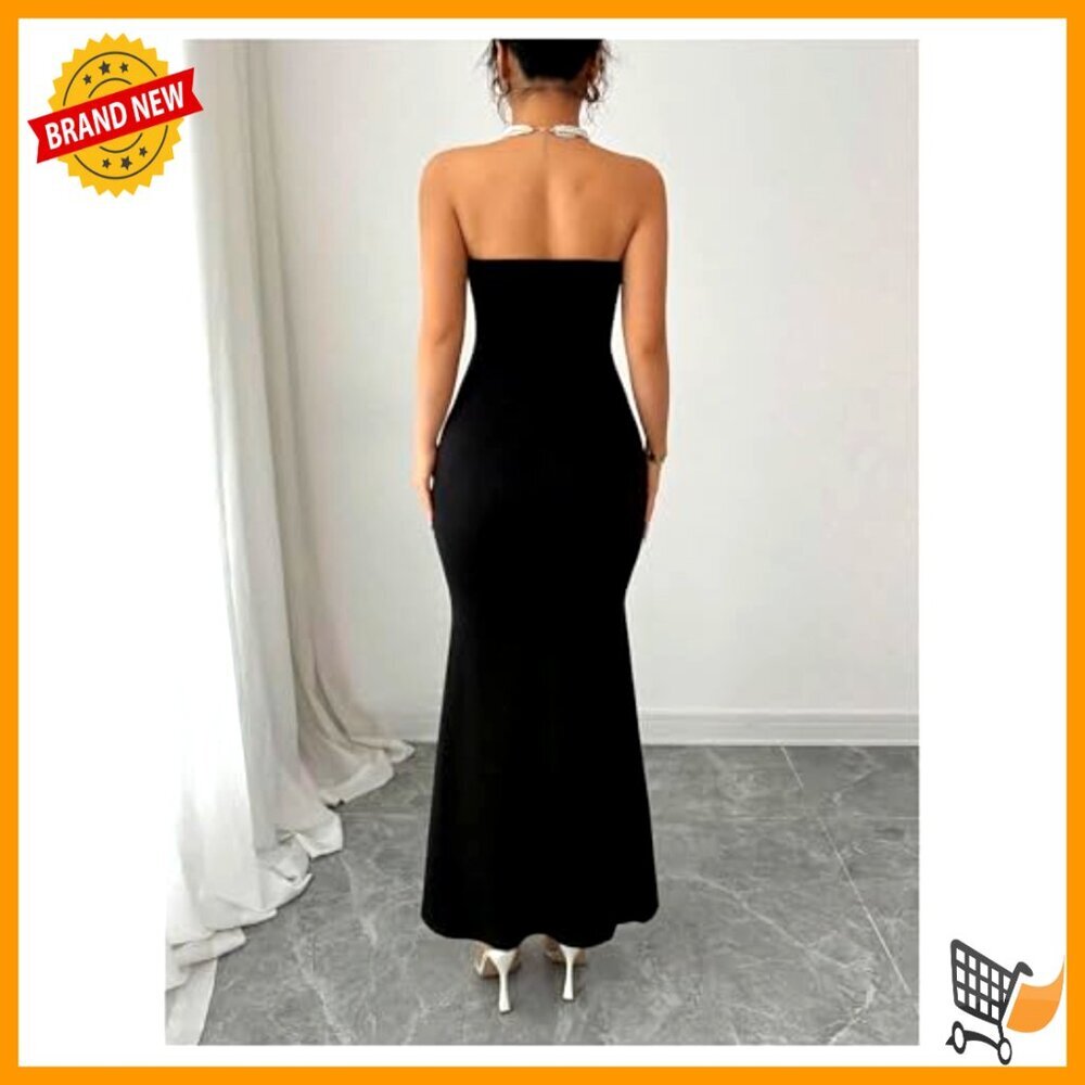 Strapless Maxi Dress Floral Appliques Bodycon Mermaid Formal Cocktail Wedding - Picture 2 of 5